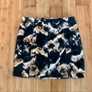 Free People Black Tie Dye Denim Mini Skirt